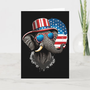 Us Flagga Elefant 4:e Juli Rösta På Elefanter Kort