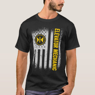 US Flagga Elevator Mechanic T Shirt