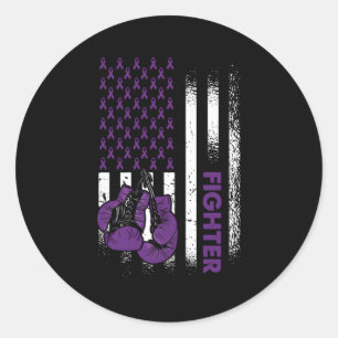 Us Flagga Epilepsi Fighter Lila Ribbon Epilepsy Aw Runt Klistermärke