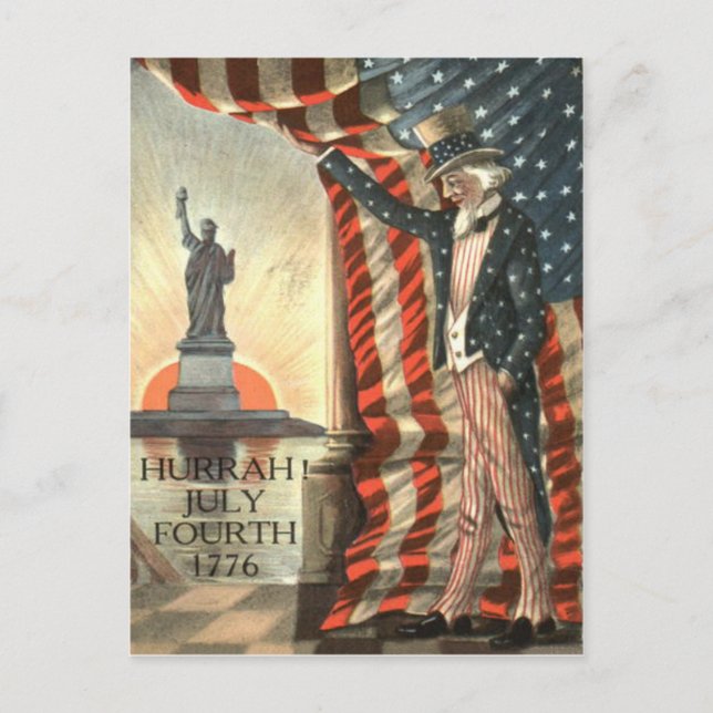 US Flagga farbror Sam Frihetsgudinnan Vykort (Framsida)