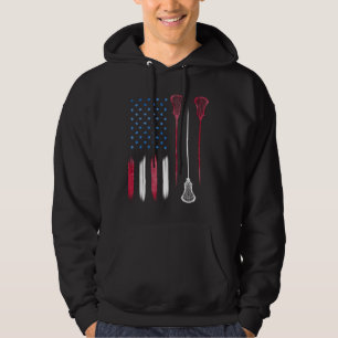 US Flagga färg LAX USA Lacrosse Hoodie