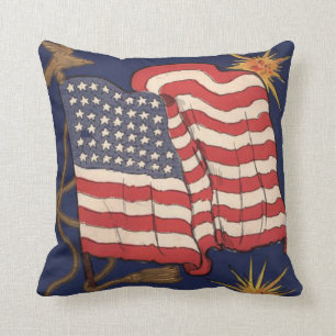 US Flagga Fireworks Explosion 4:e juli Kudde
