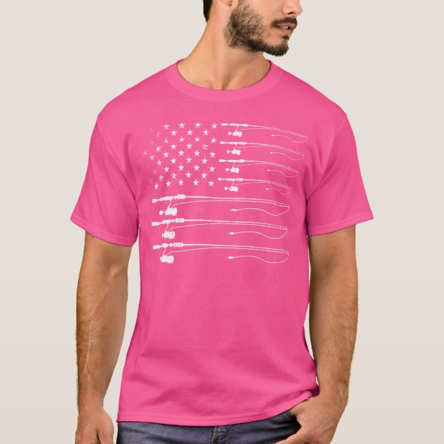 US Flagga Fishing Rods T Shirt (Framsida)