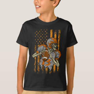 US Flagga Footbyll Skeleton Halloween För manar Bo T Shirt