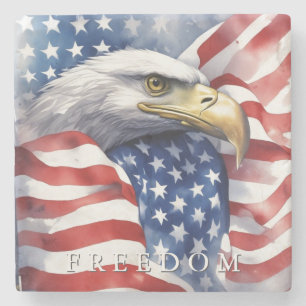 US Flagga Frihet Örn Motiverande Inspirerande Stenunderlägg