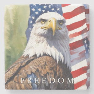 US Flagga Frihet Örn Motiverande Inspirerande Stenunderlägg
