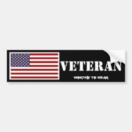 US Flagga Fullt Färg - Veteran - värd att Bära Bildekal