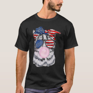 US Flagga Glass Cat Bubble Gum 4:e patriot Ca T Shirt