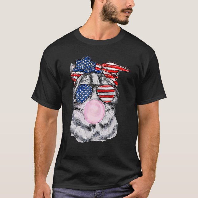 US Flagga Glass Cat Bubble Gum 4:e patriot Ca T Shirt (Framsida)