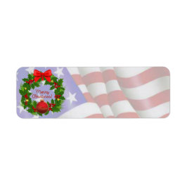 US Flagga God jul Card Returadress Etikett