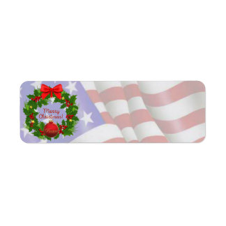 US Flagga God jul Card Returadress Etikett