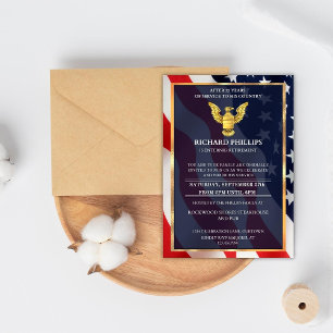 US Flagga/Golden Eagle Military Pension Party Inv Inbjudningar
