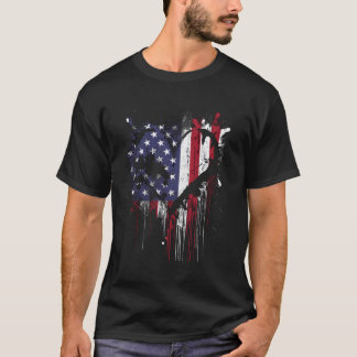 US Flagga He Stänk Bläck USA American Flagga Distr T Shirt