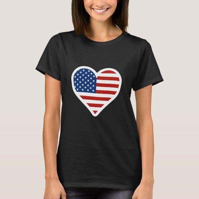 US Flagga Heart T-shirt (Framsida)