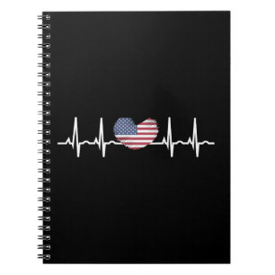 US Flagga Heartslag ECG Electrokardiography Anteckningsbok