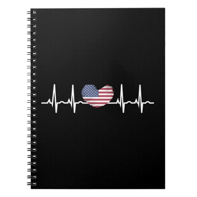 US Flagga Heartslag ECG Electrokardiography Anteckningsbok (Framsidan)