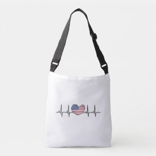 US Flagga Heartslag ECG Electrokardiography Axelväska