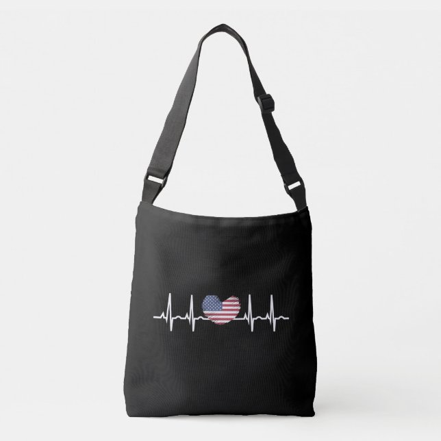 US Flagga Heartslag ECG Electrokardiography Axelväska (Framsida)