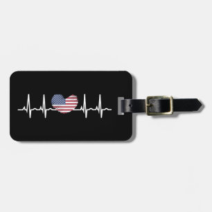 US Flagga Heartslag ECG Electrokardiography Bagagebricka