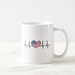 US Flagga Heartslag ECG Electrokardiography Kaffemugg