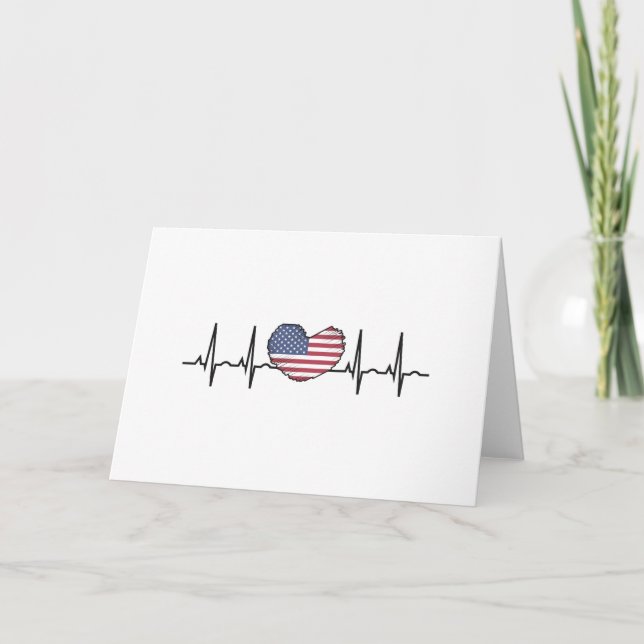 US Flagga Heartslag ECG Electrokardiography Kort (Framsida)