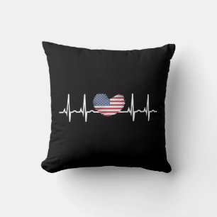 US Flagga Heartslag ECG Electrokardiography Kudde