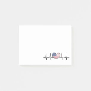 US Flagga Heartslag ECG Electrokardiography Post-it Block