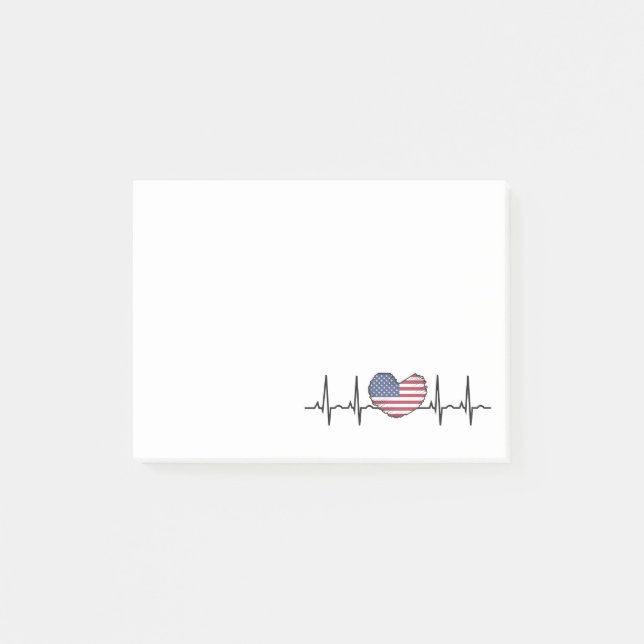 US Flagga Heartslag ECG Electrokardiography Post-it Block (Framsida)