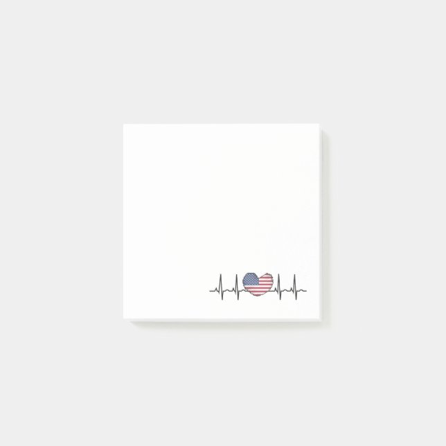 US Flagga Heartslag ECG Electrokardiography Post-it Block (Framsida)