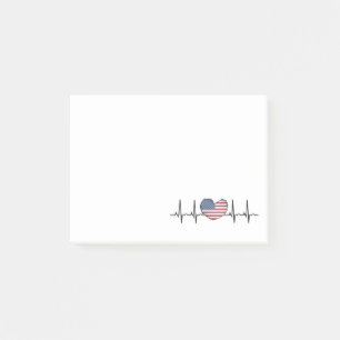 US Flagga Heartslag ECG Electrokardiography Post-it Block