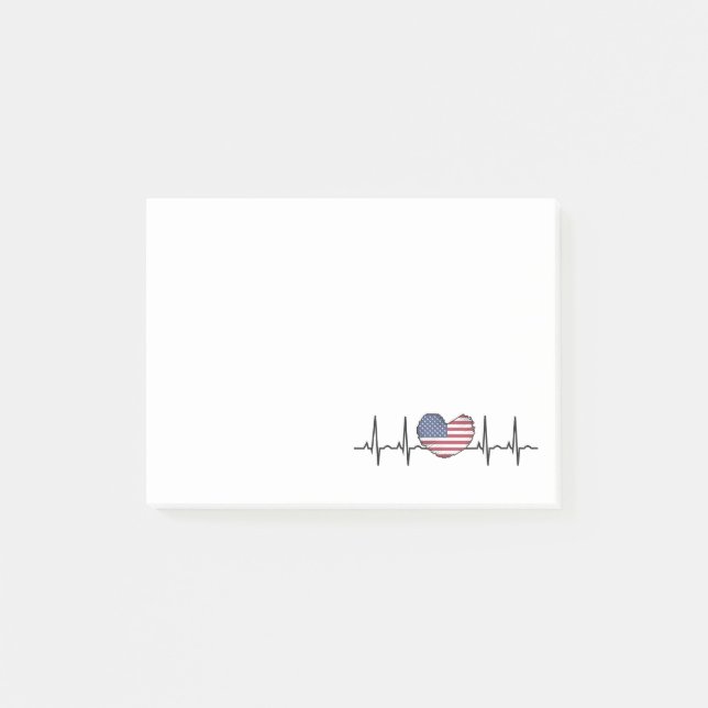 US Flagga Heartslag ECG Electrokardiography Post-it Block (Framsida)