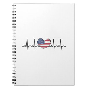 US Flagga Hjärtstart ECG Elektrokardiografi Anteckningsbok