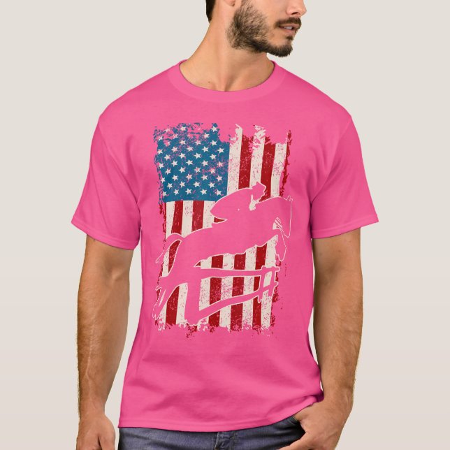 US Flagga Horse Show Jumping Equestrian T Shirt (Framsida)