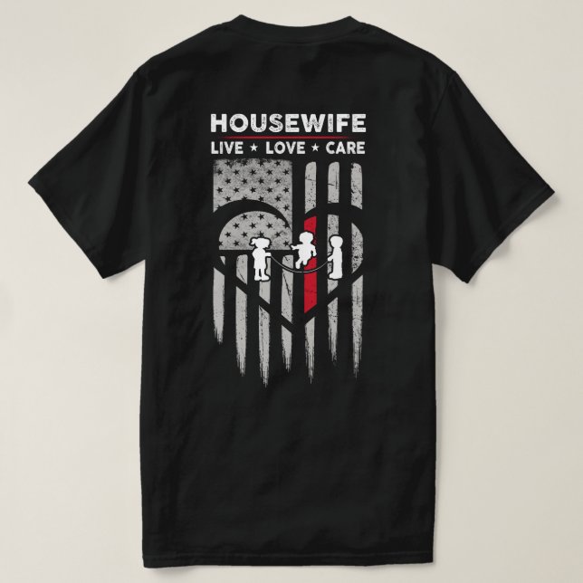 US Flagga Housefru Decal T Shirt (Design baksida)