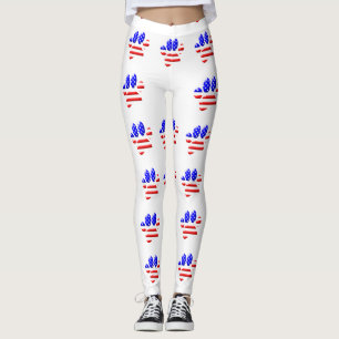 US Flagga Hund Paw Skriv ut Mönster Leggings