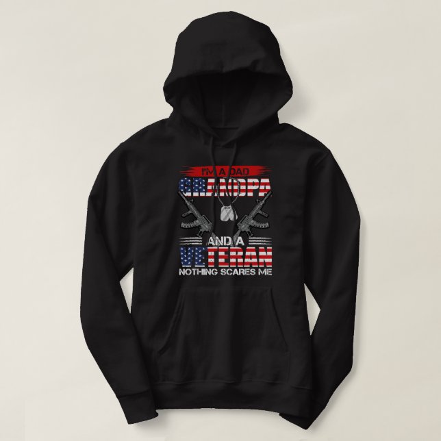 US Flagga I är Pappa farmor och ett veteranärr. Hoodie (Design framsida)