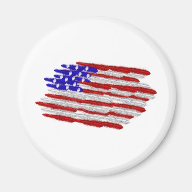 US Flagga i fjädrar Magnet (Framsidan)