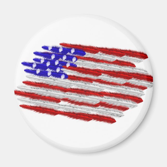 US Flagga i fjädrar Magnet (Framsidan)