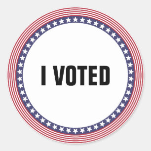 US Flagga "I voted" (ANPASSADE TEXT) Runt Klistermärke