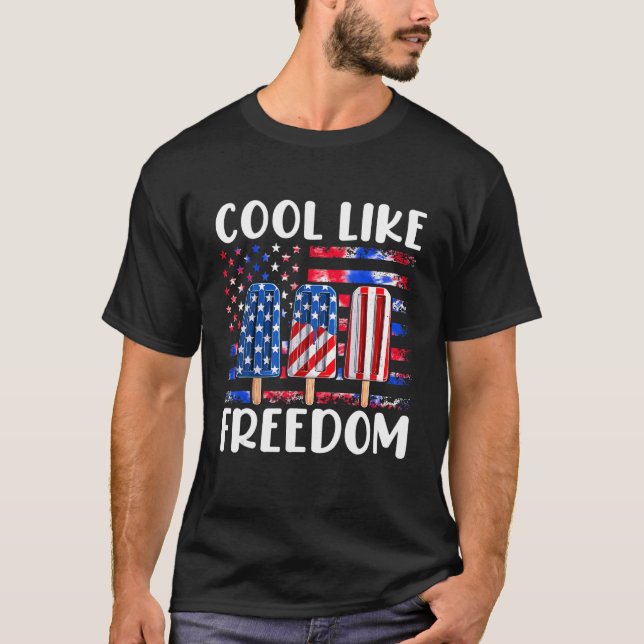 US Flagga Ice Cream Patriotic Popsicles 4:e juli T Shirt (Framsida)