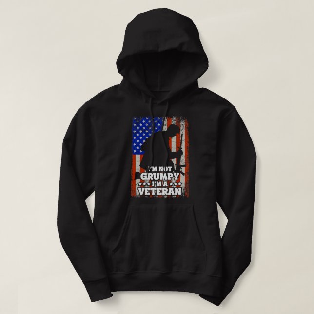 US Flagga Im not Grumpy im a Veteran 116 Hoodie (Design framsida)