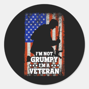 US Flagga Im not Grumpy im a Veteran 116 Runt Klistermärke