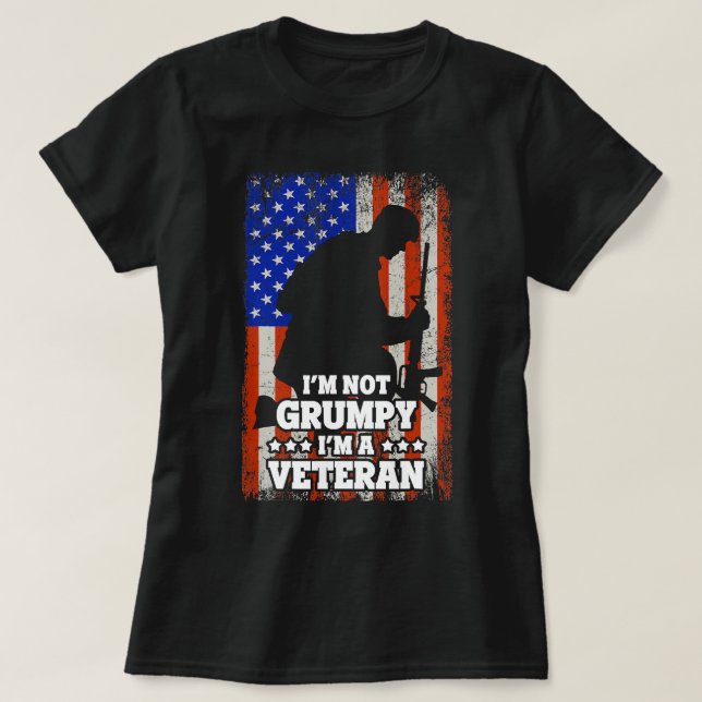 US Flagga Im not Grumpy im a Veteran 116 T Shirt (Design framsida)