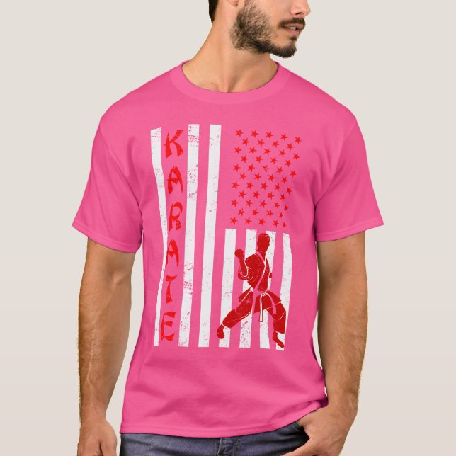 Us Flagga Karate T Shirt (Framsida)