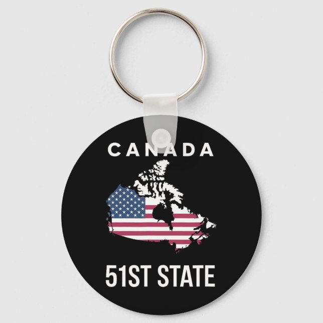 Us Flagga Karta Kanada 51st delstat  Nyckelring (Framsida)