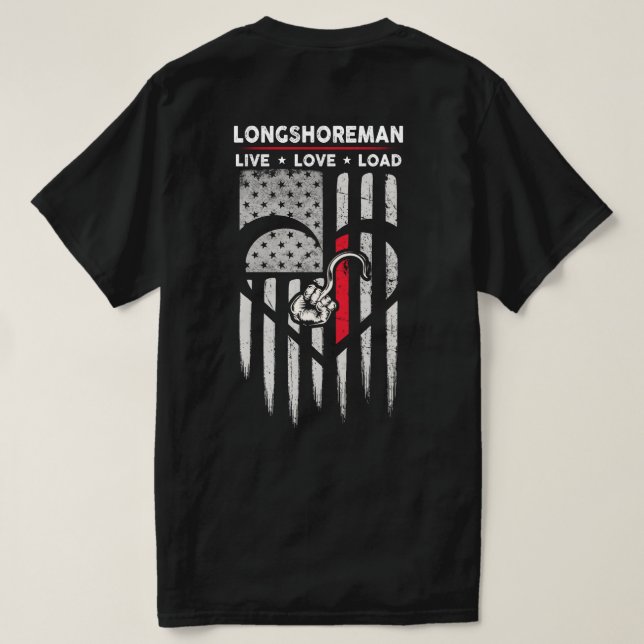 US Flagga Longshoreman Decal T Shirt (Design baksida)