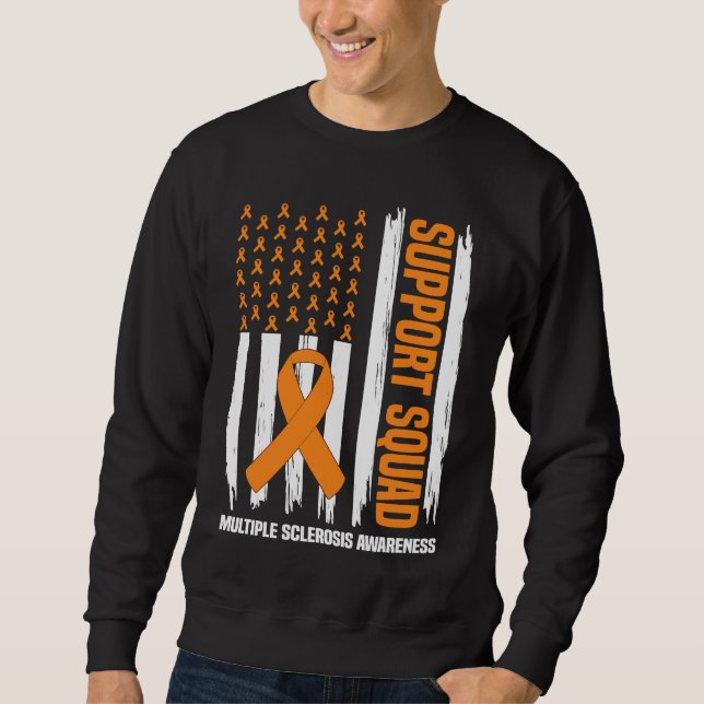US Flagga Många Sclerosis MS Awareness Supporter Lång Ärmad Tröja (Framsida)