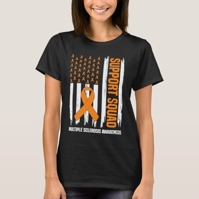 US Flagga Många Sclerosis MS Awareness Supporter T Shirt (Framsida)