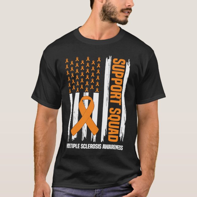 US Flagga Många Sclerosis MS Awareness Supporter T Shirt (Framsida)