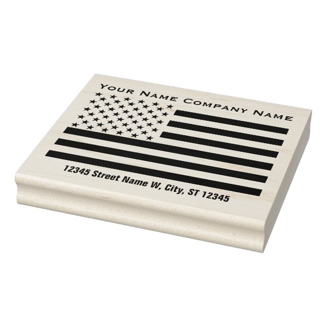 US Flagga med 2 Linjer text Stämpel (Stämpel)